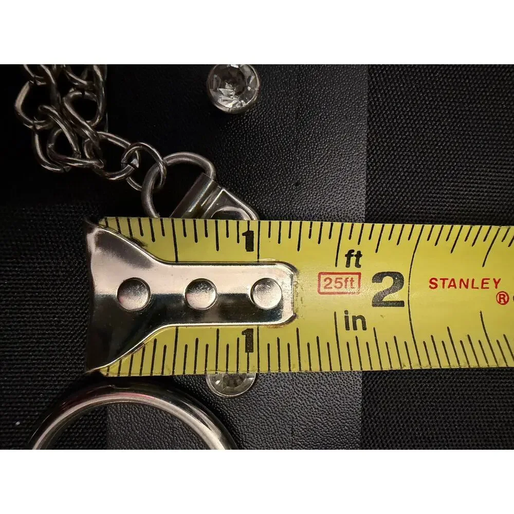 NWOT Y2K Punk Goth Faux Leather O-Ring Chain Black Belt Studs & Rhinestones, 36